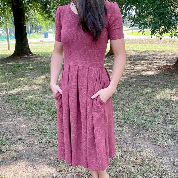 Lula Roe Burgundy Dress -Size XSmall- - Picture 3 of 9